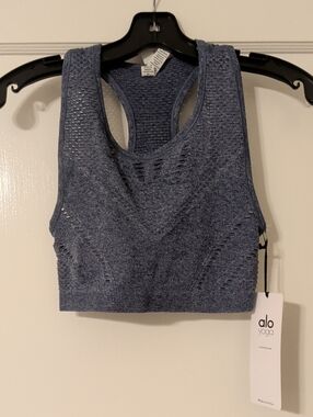 ALO Yoga Indigo Blue Seamless Lark Crop Top Size Small